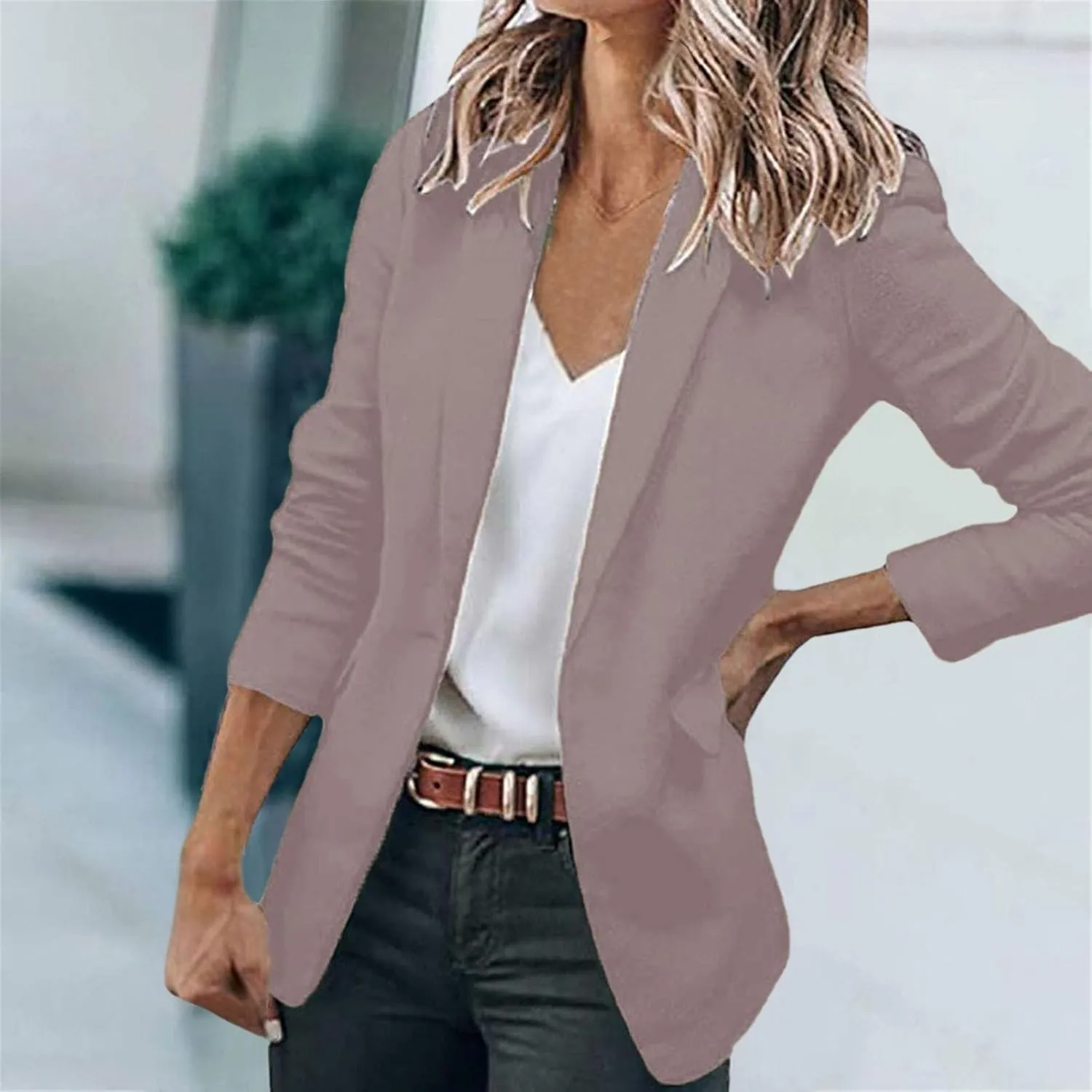 Linen Blazers for Women 2024 Office Women's Cardigan Long Sleeve Cute Fashion Blazer Soft With Pockets Coat
