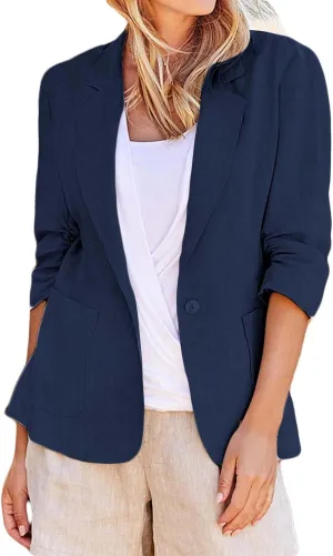 Linen Blazers for Women 2024 Work Women Blazer Long Sleeve Cute Fall Winter Jacket Baggy Herringbone Blazer