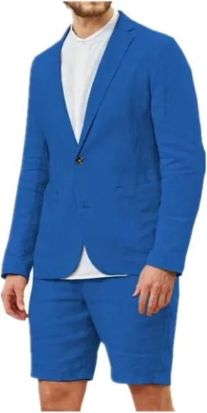 Linen Mens Suits (Blazer Shorts) Slim Fit Blazer Wedding Grooms Tuxedo