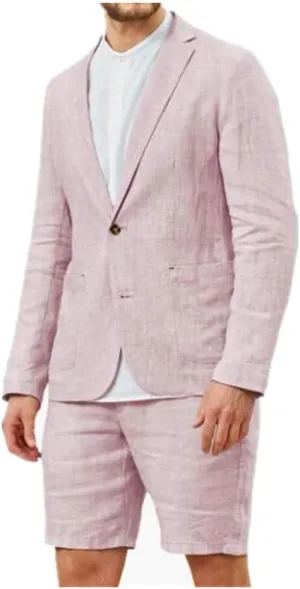Linen Mens Suits (Blazer Shorts) Slim Fit Blazer Wedding Grooms Tuxedo