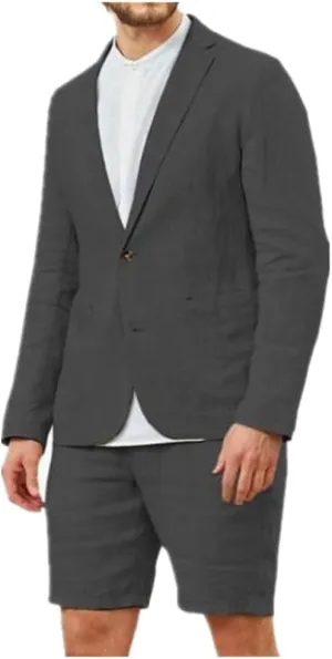 Linen Mens Suits (Blazer Shorts) Slim Fit Blazer Wedding Grooms Tuxedo