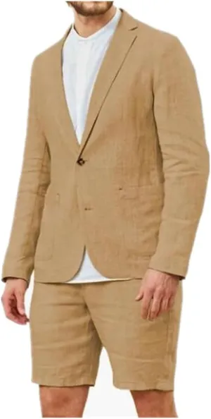Linen Mens Suits (Blazer Shorts) Slim Fit Blazer Wedding Grooms Tuxedo