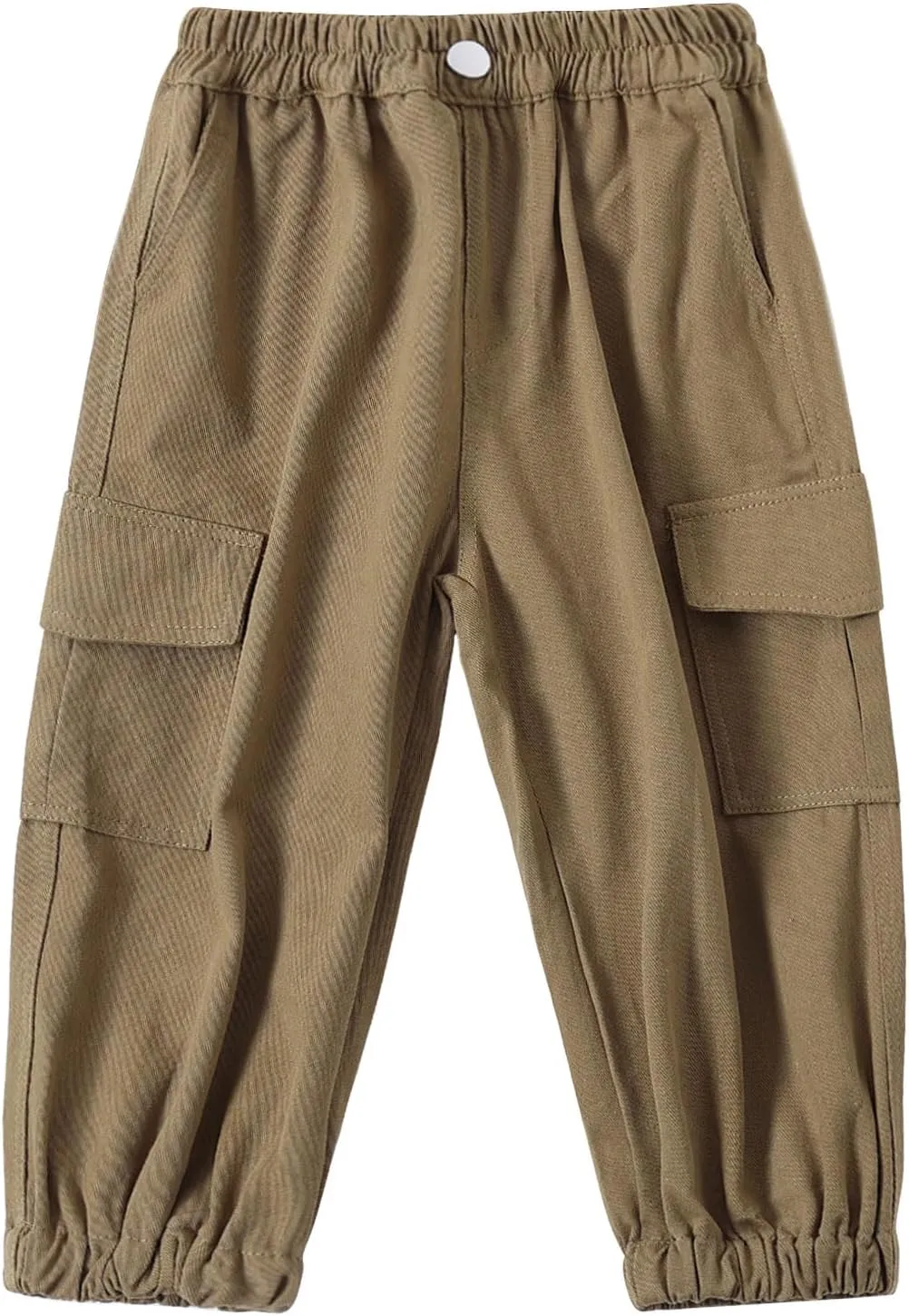 Little Boys Cargo Jogger Pants Toddler Kids Multi Pocket Twill Casual Trousers with Elastic Hem (Age 2-7Years)
