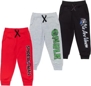 Marvel Avengers Fleece 3 Pack Jogger Pants Toddler to Big Kid Spider-Man Venom Iron Man Thor