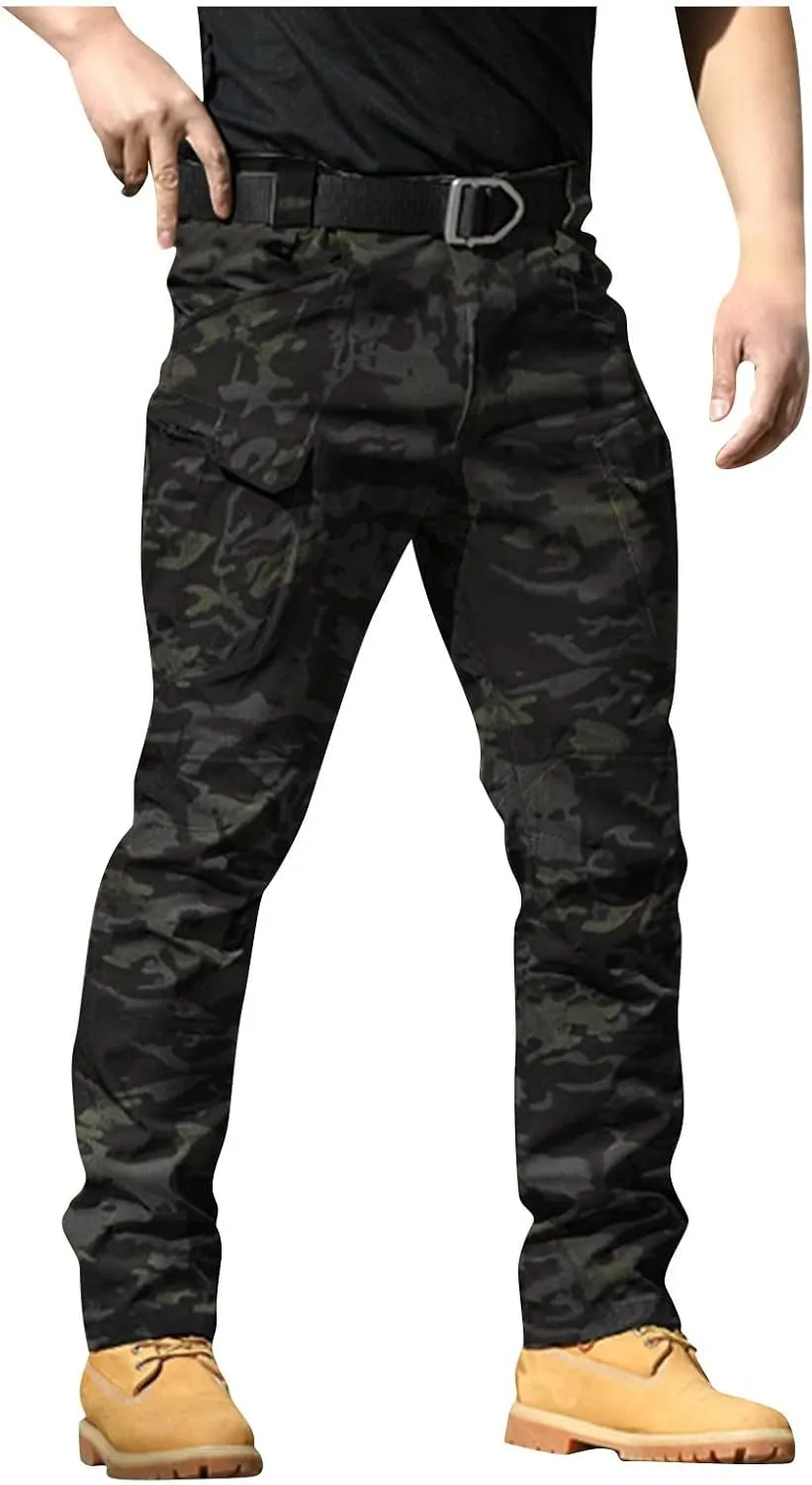 Men Camo Pants Tactical Water Resistant Pants Relaxed Fit Casual Lightweight Trousers Outdoor Hiking