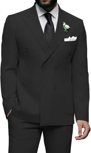 Men Double Breasted Suits Slim Fit 2 Piece Suits Elegant Tuxedo Blazer Pants for Wedding Prom Homecoming