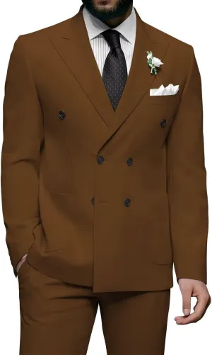 Men Double Breasted Suits Slim Fit 2 Piece Suits Elegant Tuxedo Blazer Pants for Wedding Prom Homecoming