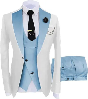 Men Suits Slim Fit - Prom Slim Fit Wedding Casual Business Formal Tuxedo 3 Piece Suits for Men