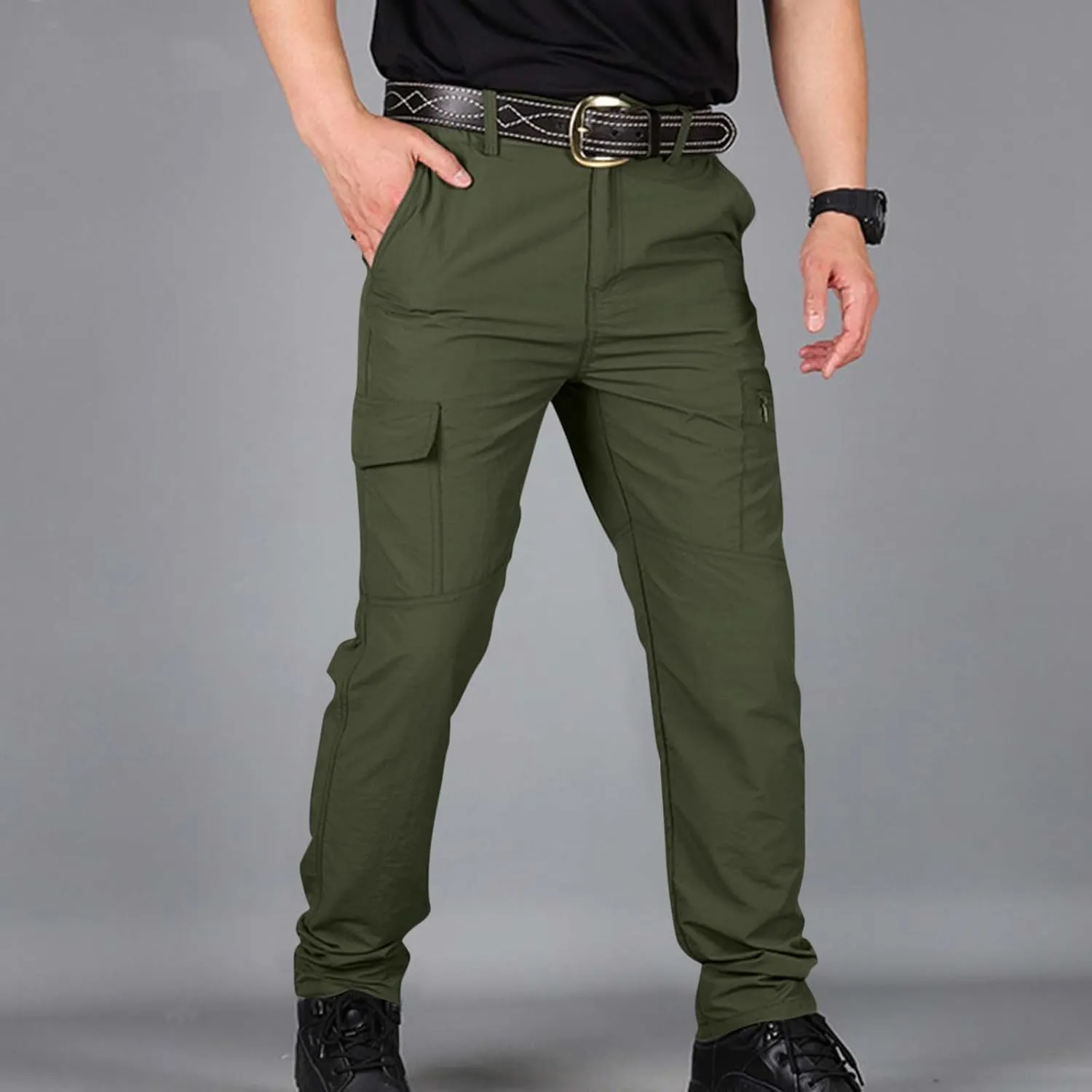 Mencomfy Cargo Pants Waterproof Ripstop Flex Tactic Lightweight Outdoor Hiking Work Pants Relaxed Fit Trousers