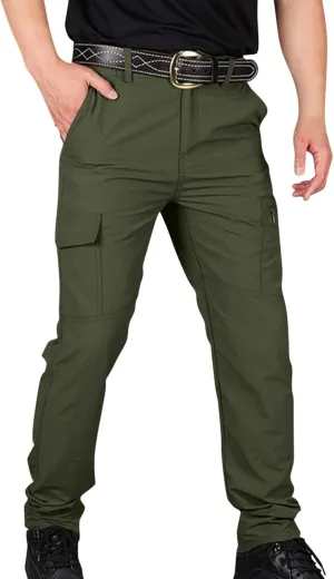 Mencomfy Cargo Pants Waterproof Ripstop Flex Tactic Lightweight Outdoor Hiking Work Pants Relaxed Fit Trousers
