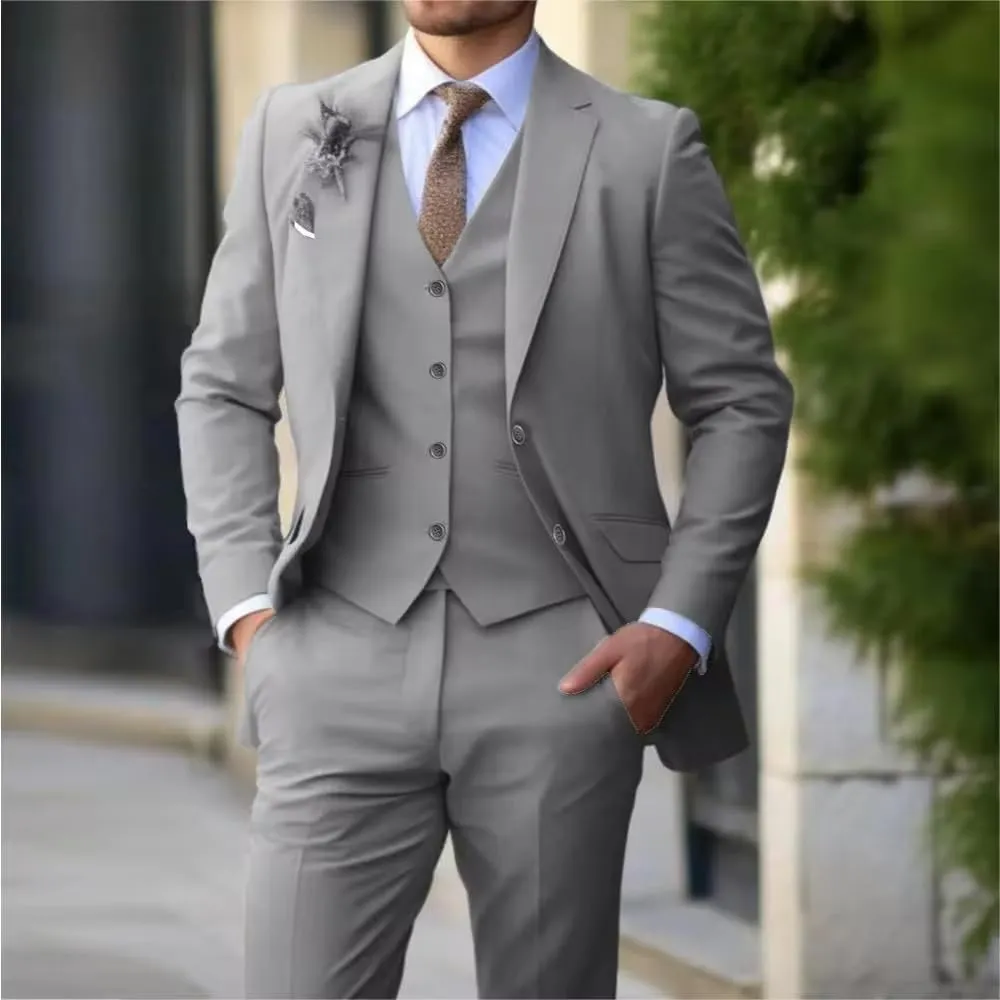Men's 3 Piece Suit Slim Fit Suits Two Button Blazer Vest Pants Formal Wedding Prom Business Suits