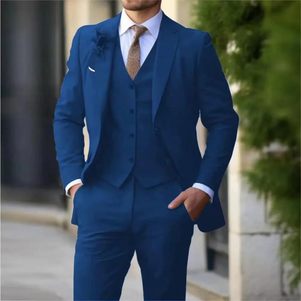 Men's 3 Piece Suit Slim Fit Suits Two Button Blazer Vest Pants Formal Wedding Prom Business Suits