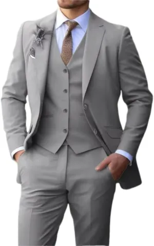 Men's 3 Piece Suit Slim Fit Suits Two Button Blazer Vest Pants Formal Wedding Prom Business Suits