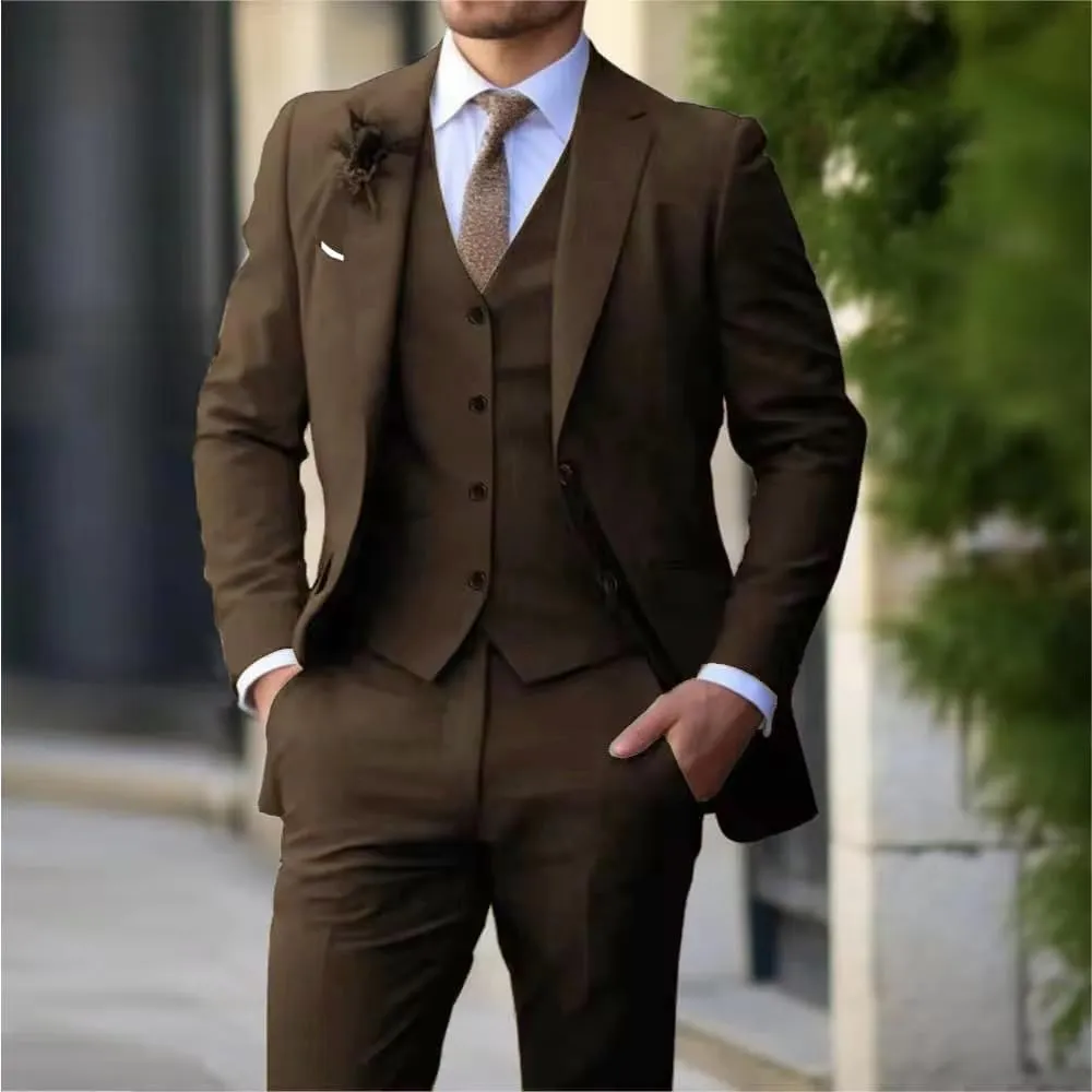 Men's 3 Piece Suit Slim Fit Suits Two Button Blazer Vest Pants Formal Wedding Prom Business Suits