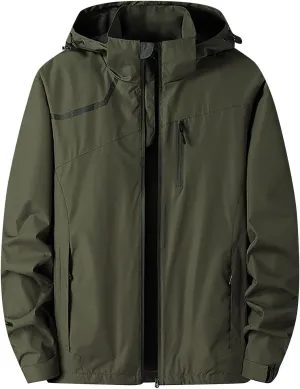 Mens Autumn Rain Jacket Lightweight Waterproof Raincoat with Hood Outdoor Breathable Travel Hiking Cycling Jackets