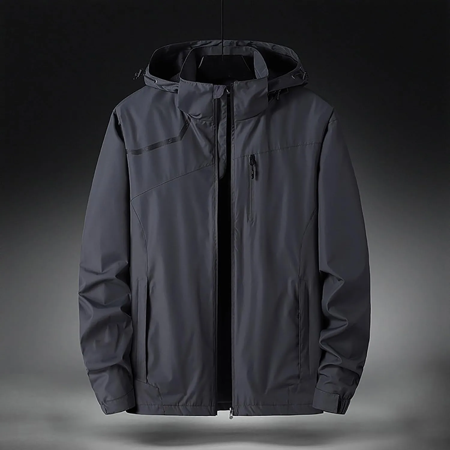 Mens Autumn Rain Jacket Lightweight Waterproof Raincoat with Hood Outdoor Breathable Travel Hiking Cycling Jackets