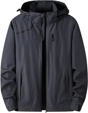 Mens Autumn Rain Jacket Lightweight Waterproof Raincoat with Hood Outdoor Breathable Travel Hiking Cycling Jackets