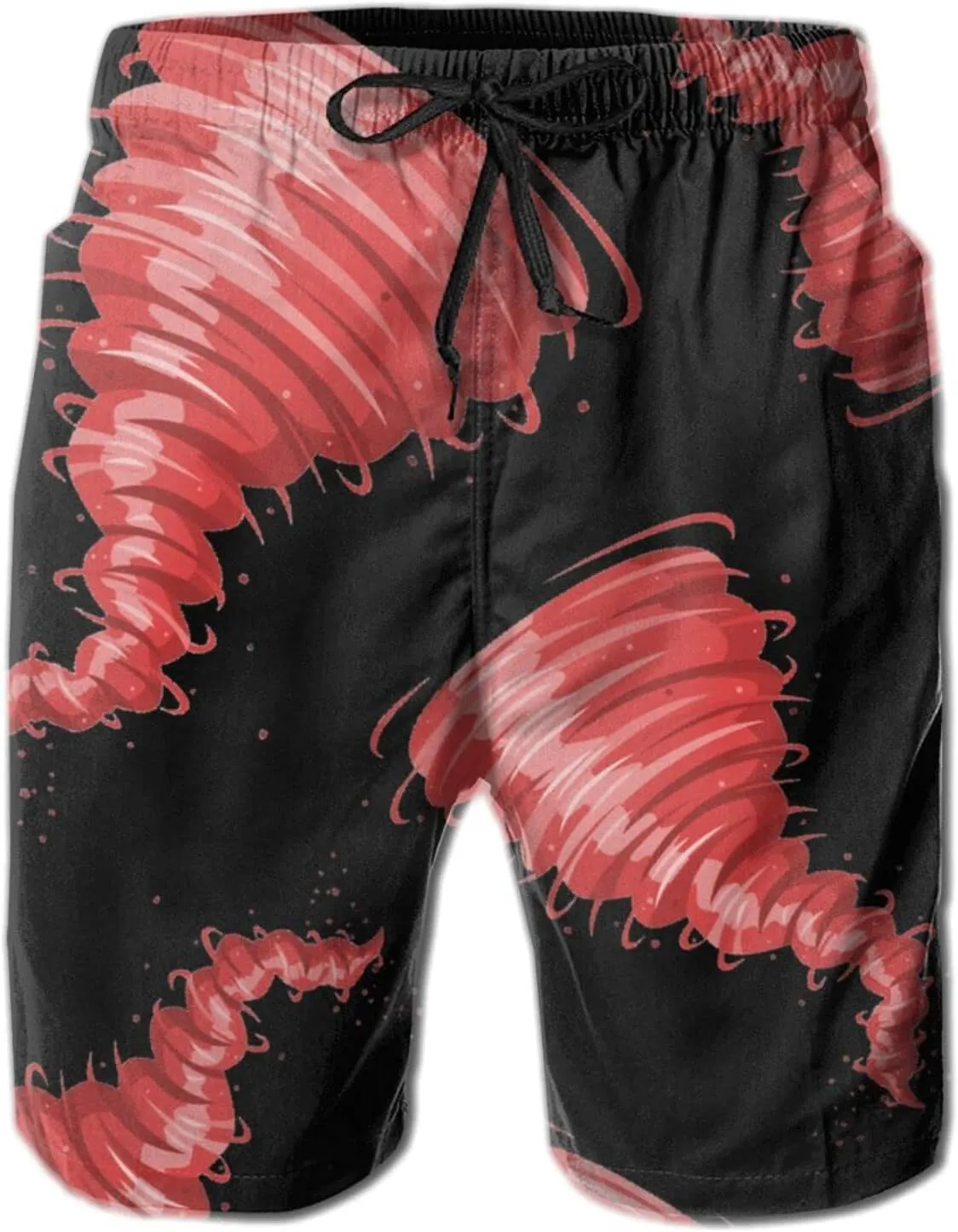 Mens Beach Shorts Tornado 3D Printed Swim Trunks Quick Dry Surf Bathing Suit