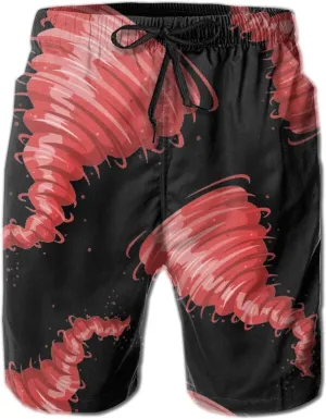 Mens Beach Shorts Tornado 3D Printed Swim Trunks Quick Dry Surf Bathing Suit