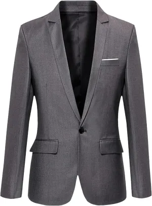 Mens Blazer Jacket One Button Slim Fit Sport Coat for Wedding Prom Party Casual Lightweight Business Suit Jackets