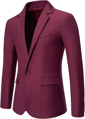 Mens Blazers Slim Fit Business Casual Men Suit Sport Coat One Button Travel Blazer Lightweight Suit Jacket Coats