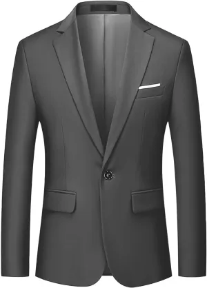 Mens Blazers Slim Fit Daily Business Casual Sport Coat One Button Blazer Lightweight Solid Work Office Suit Jacket