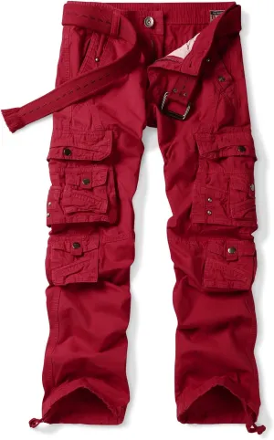 Men's Casual Cargo Cotton Relaxed Fit Tactical Outdoor Work Pants with Multi-Pockets