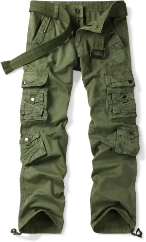 Men's Casual Cargo Cotton Relaxed Fit Tactical Outdoor Work Pants with Multi-Pockets