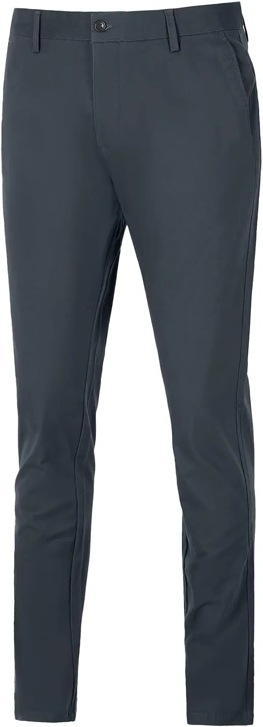 Men's Casual Dress Pants for Men Relaxed Fit Cotton Elastic Waist Business Work Pants