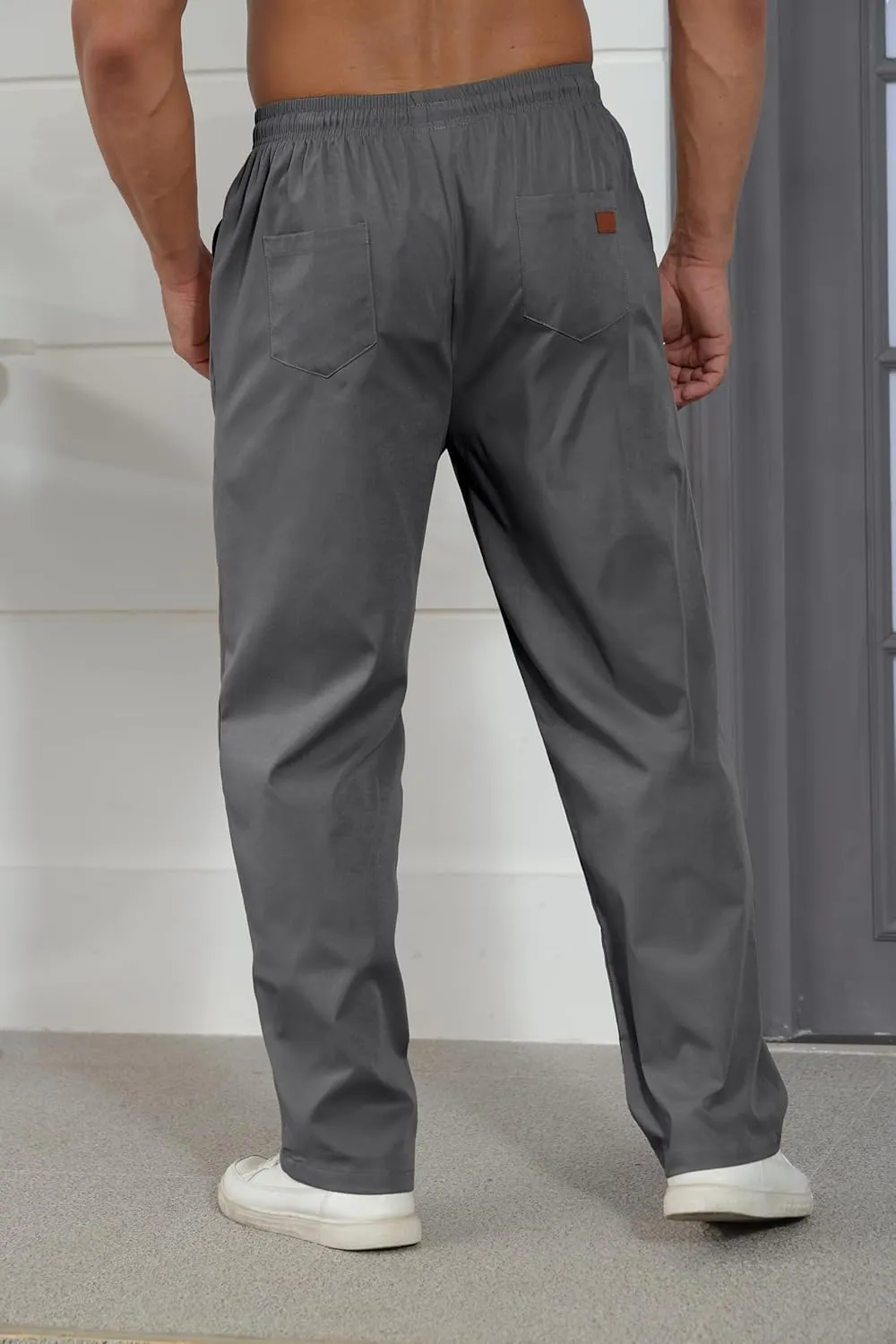Mens Casual Jogger Pants Relaxed Fit Cargo Pants Drawstring Sweatpants Hiking Outdoor Twill Sport Pants