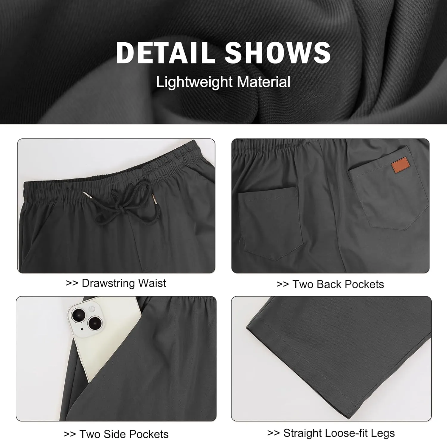 Mens Casual Jogger Pants Relaxed Fit Cargo Pants Drawstring Sweatpants Hiking Outdoor Twill Sport Pants
