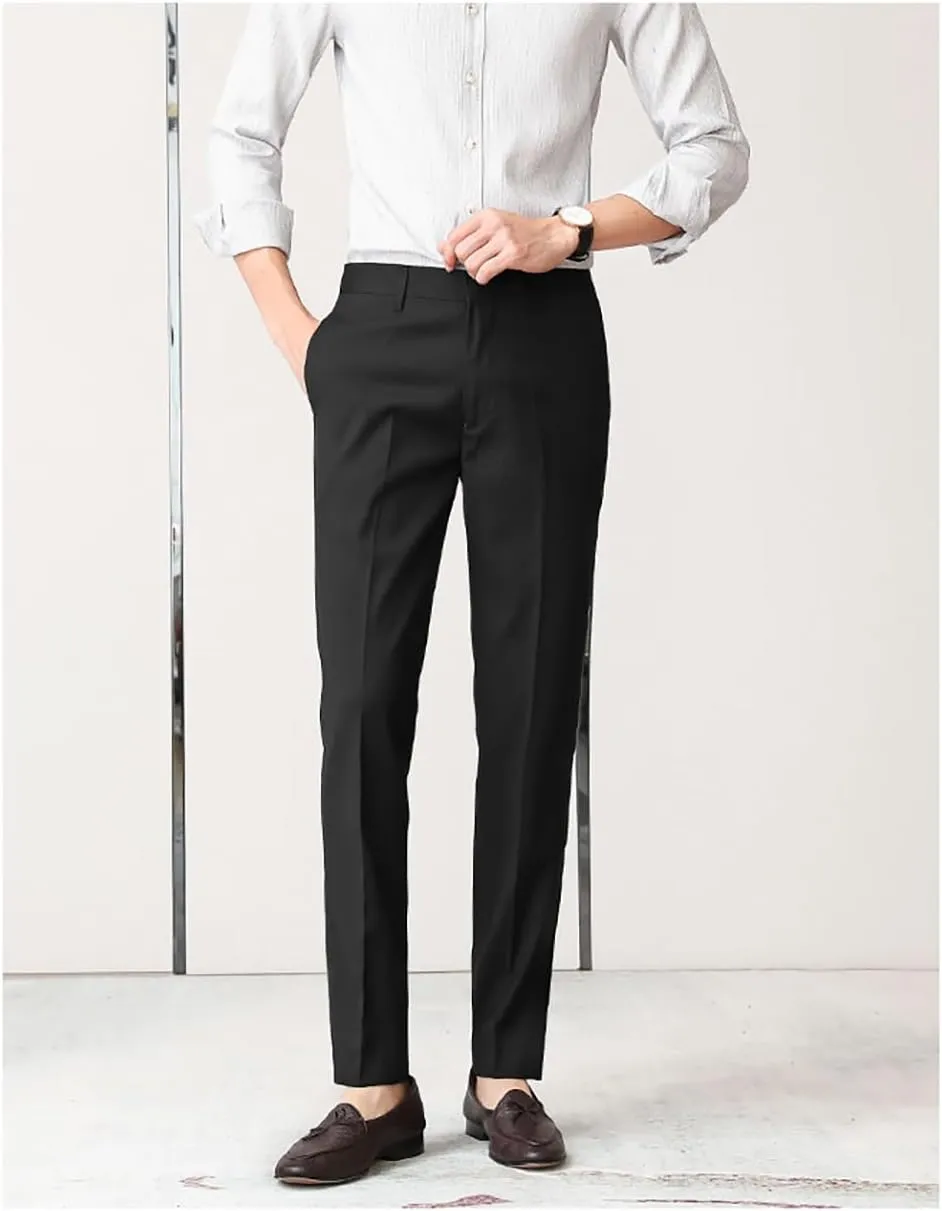 Men's Dress Pants Slim Fit Office Trousers in Solid Color Formal Business Pants for Men