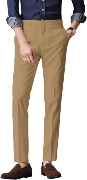 Men's Dress Pants Slim Fit Office Trousers in Solid Color Formal Business Pants for Men