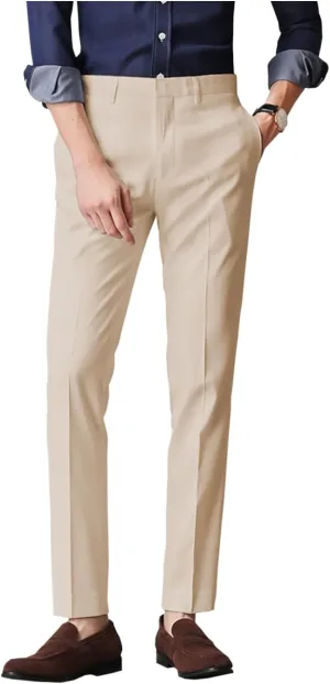 Men's Dress Pants Slim Fit Office Trousers in Solid Color Formal Business Pants for Men