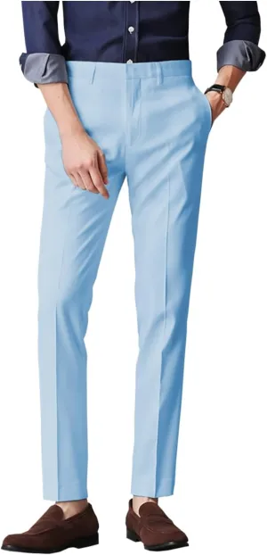 Men's Dress Pants Slim Fit Office Trousers in Solid Color Formal Business Pants for Men