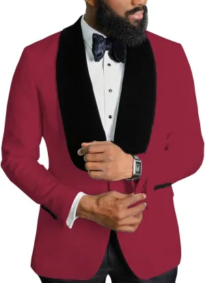 Men's Formal Business Printing Blazer Slim Fit Shawl Lapel Blazer Groomsmen Tuxedos for Wedding with Pants