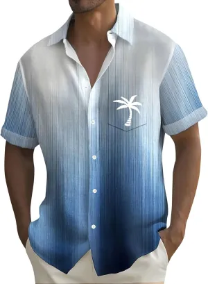 Mens Hawaiian Shirt Solid Casual Summer Tee Big and Tall Button Down Shirts Men 2025 Summer