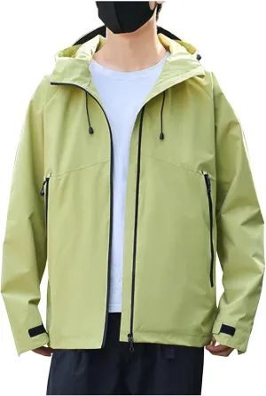 Mens Lightweight Waterproof Rain Jackets Windproof Hooded Raincoat for Hiking Cycling Travel Breathable Windbreaker