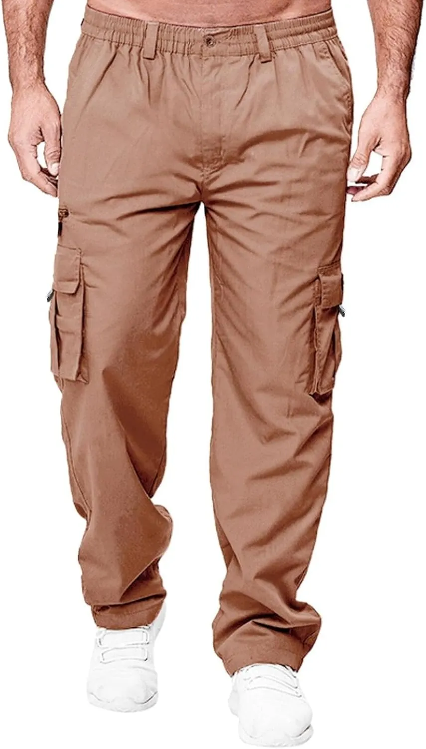 Men's Outdoor Cargo Pant Relaxed Fit Lightweight Hiking Jogger Classic Fit Multi Pockets Fashion Trousers