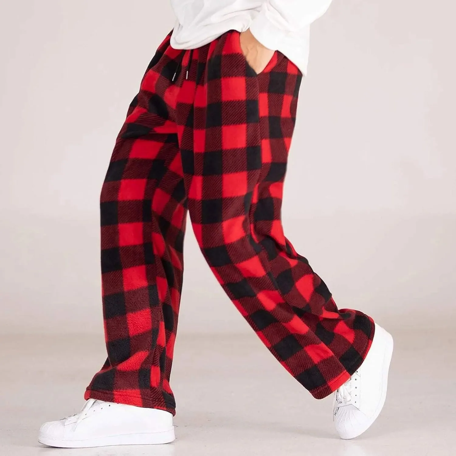 Mens Pajama Pants Plaid Sleep & Lounge Pants Funny Tree Snowflake Print Soft Sleep Lounge Pjs Bottoms