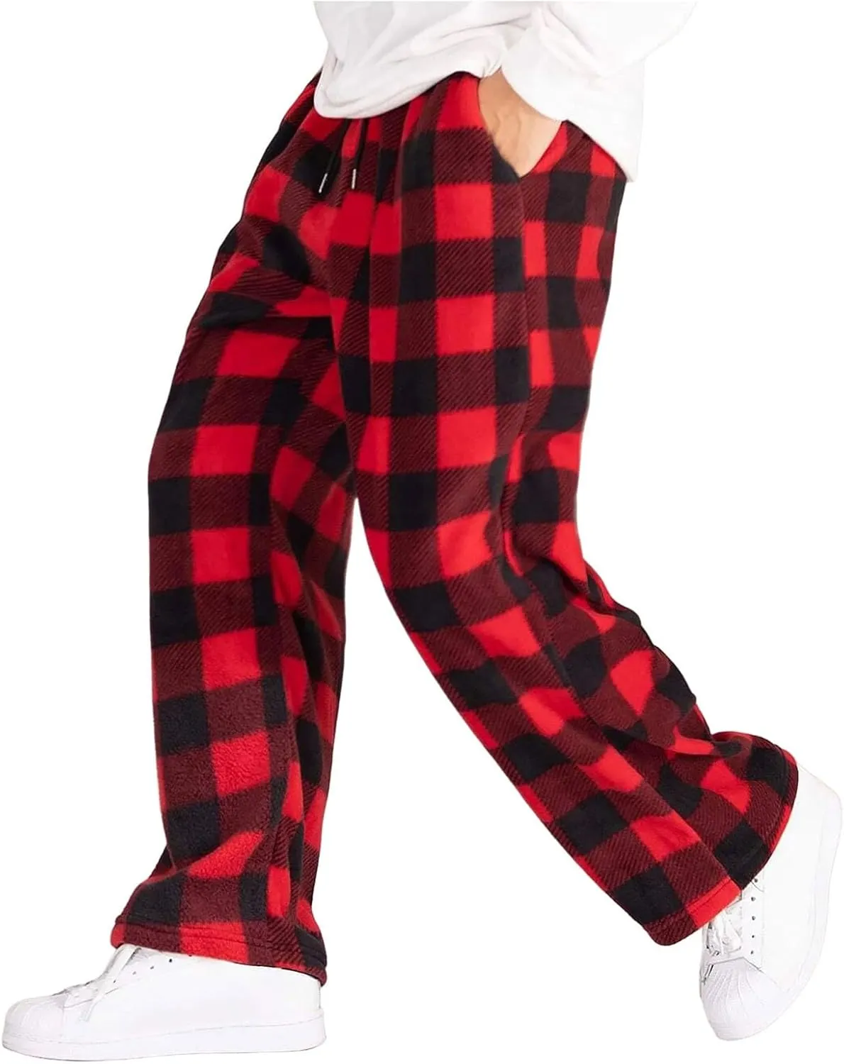 Mens Pajama Pants Plaid Sleep & Lounge Pants Funny Tree Snowflake Print Soft Sleep Lounge Pjs Bottoms