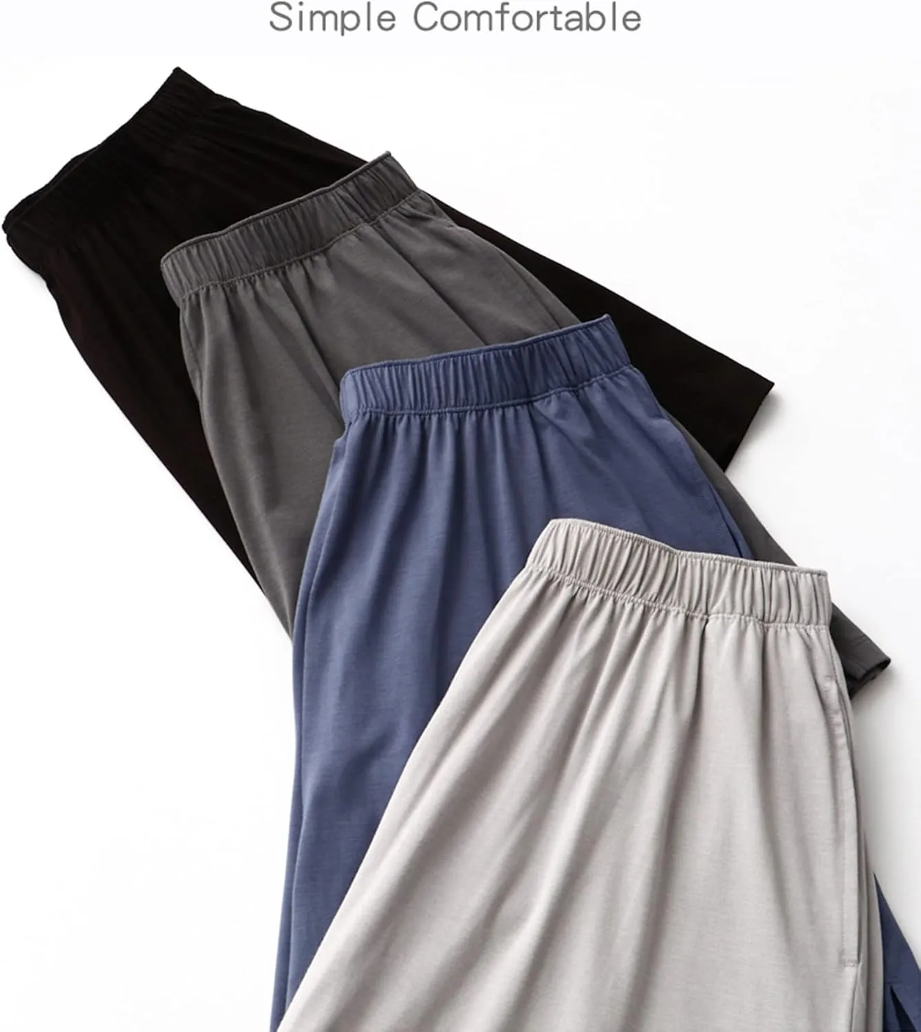 Men's Pajama Shorts Cotton Pajama Bottoms Soft Knit Elastic Waistband Sleep Lounge Short with Pockets