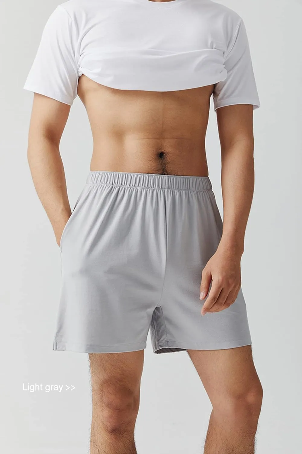 Men's Pajama Shorts Cotton Pajama Bottoms Soft Knit Elastic Waistband Sleep Lounge Short with Pockets