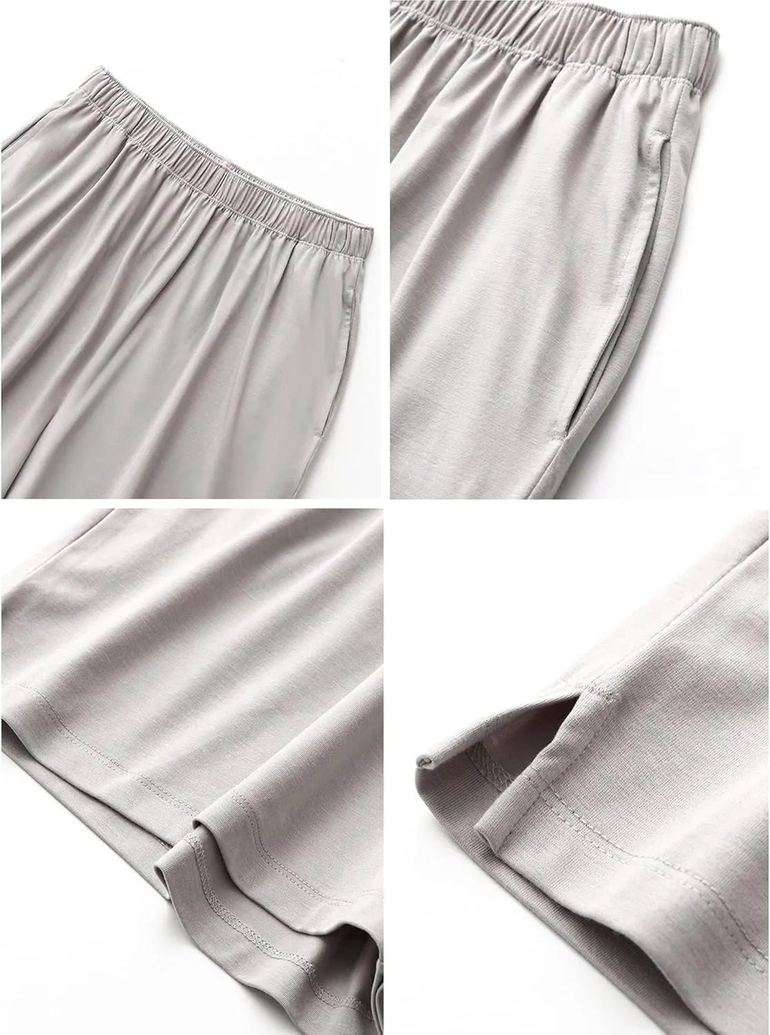 Men's Pajama Shorts Cotton Pajama Bottoms Soft Knit Elastic Waistband Sleep Lounge Short with Pockets
