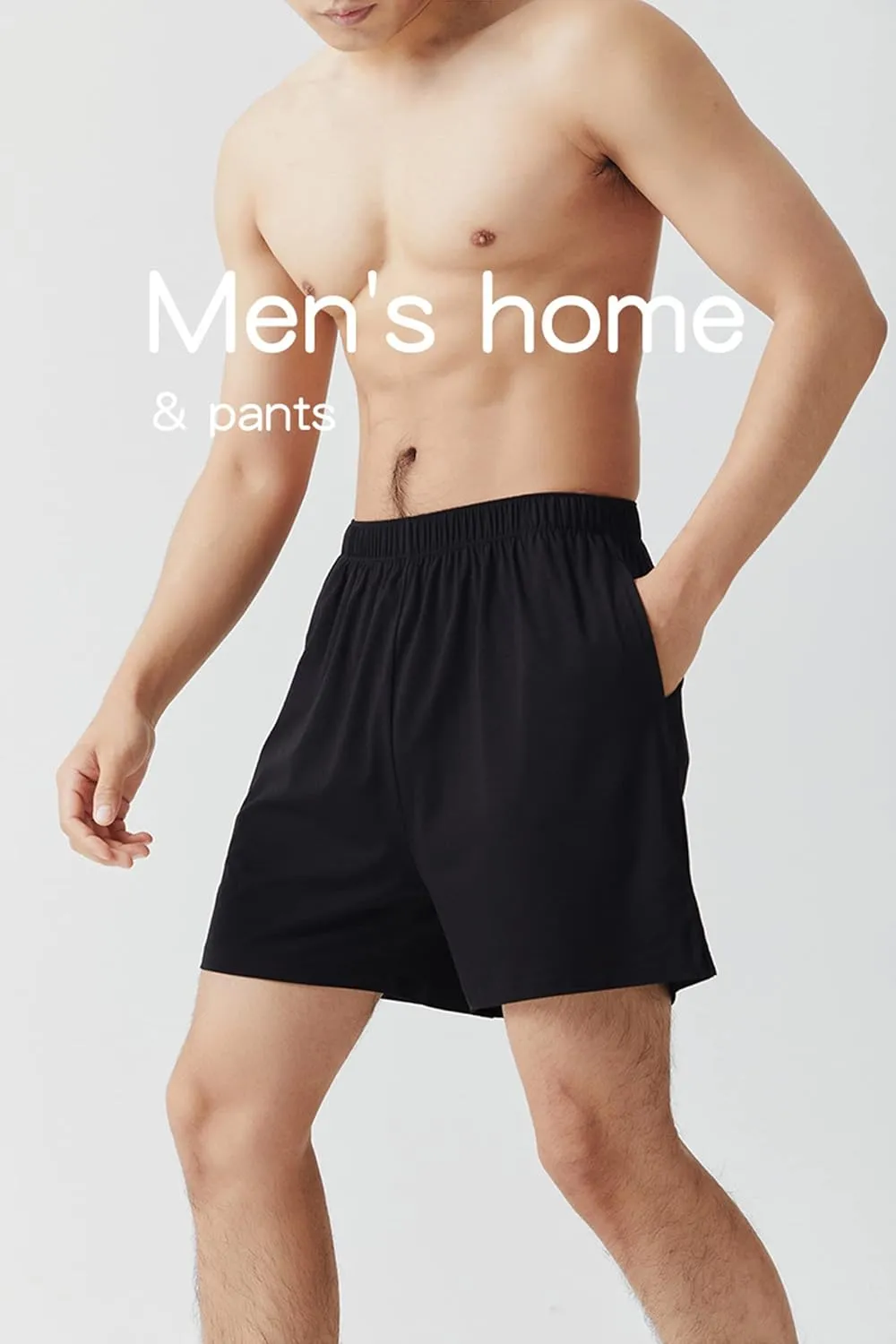 Men's Pajama Shorts Cotton Pajama Bottoms Soft Knit Elastic Waistband Sleep Lounge Short with Pockets