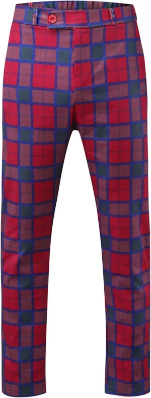 Men's Pants Dress Plaid Classic Fit Expandable Waist Cozy Stretch Regular Formal Lightweight Premium Flat Front Pants