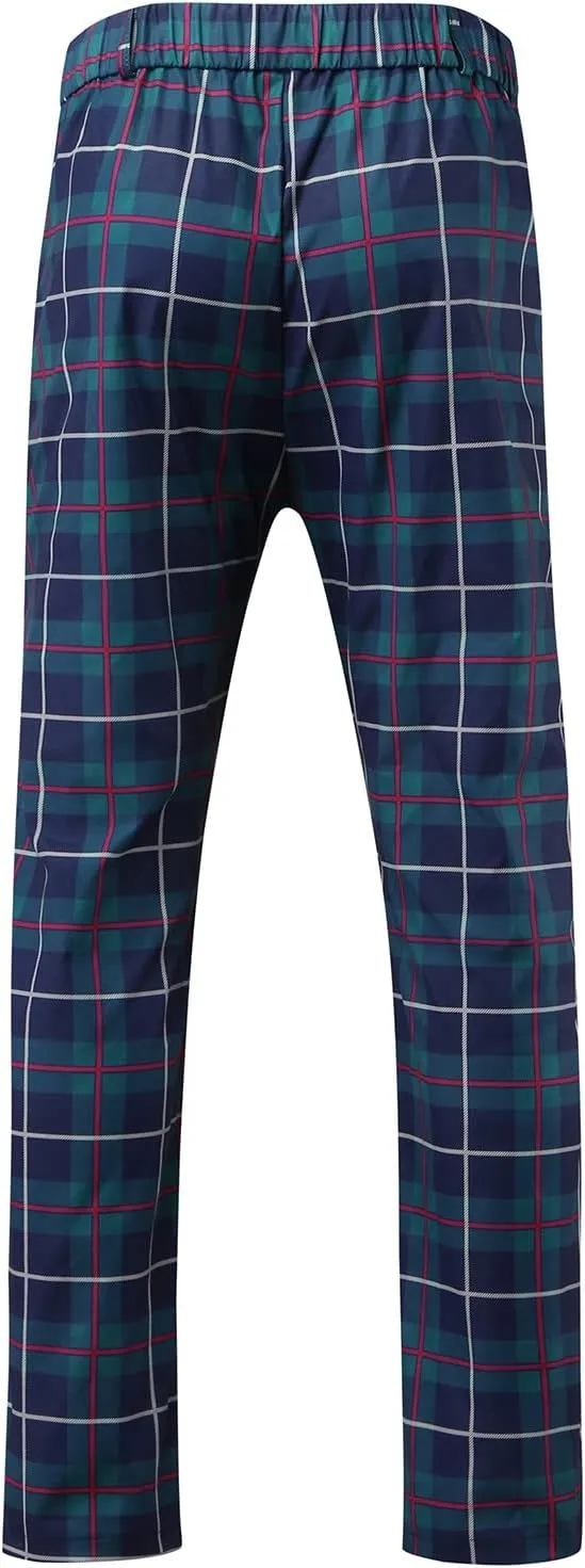 Men's Pants Dress Plaid Classic Fit Expandable Waist Cozy Stretch Regular Formal Lightweight Premium Flat Front Pants