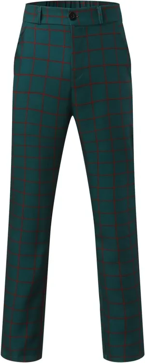Men's Pants Plaid Slim Classic Fit Casual Stretch Dress Expandable Waist Hidden Formal Lightweight Premium Dress Pants
