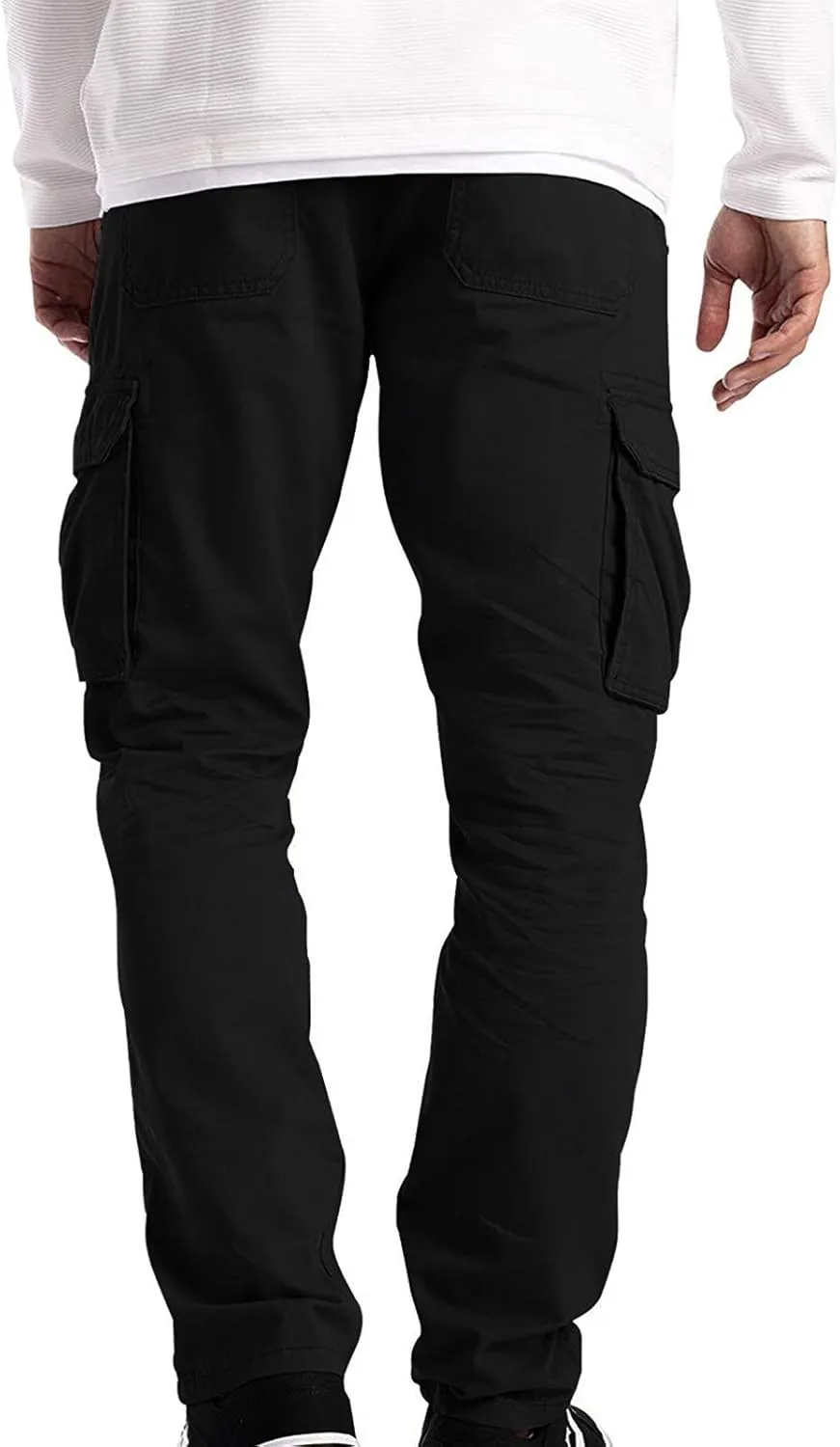 Men's Relaxed Fit Cargo Pants Multi Pockets Durable Casual Work Elastic Lightweight Street Travel