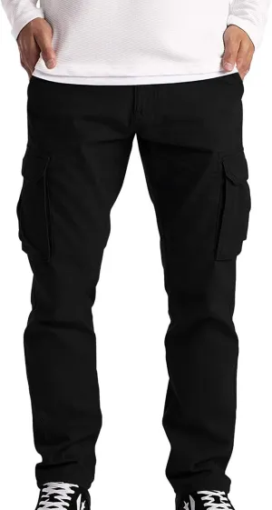 Men's Relaxed Fit Cargo Pants Multi Pockets Durable Casual Work Elastic Lightweight Street Travel